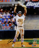 Rickey Henderson Holding Base in Air Vertical