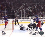 Scott Gomez Celebrating Goal vs Lightning Autographed Photo (Hand Signed Collectable)