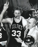 Larry Bird Boston Celtics Cigar Celebration with Red Auerbach Black and White