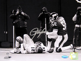 Lawrence Taylor Sack over Randall Cunningham B&W Autographed Photo (Hand Signed Collectable)