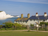 View of the Seven Sisters Cliffs, the Coastguard Cottages on Seaford Head, East Sussex