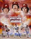 Phillies 1980 WS Collage Pete Rose, Carlton and Schmidt Autographed Photo (Hand Signed Collectable)