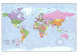 World Map (Political, Time Zones)