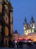 Astronomical Clock of Gothic Old Town Hall, Stalls of Christmas Market, Prague