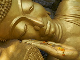 Detail of Statue of Buddha, Phu Si Hill, Luang Prabang, UNESCO World Heritage Site, Laos, Indochina