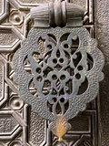 Bronze Knocker on Wooden Engraved Doors, Reales Alcazares, Seville, Andalucia, Spain, Europe