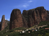 Village of Riglos Below Huge Conglomerate Towers Above the Plains, Northern Aragon, Spain