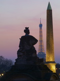 Place De La Concorde and Eiffel Tower in the Evening, Paris, France, Europe