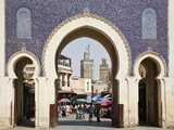 City Gate of Bab Boujeloud (Blue Gate), Medina, Fez (Fes), Morocco, North Africa, Africa