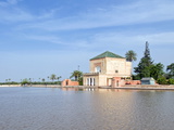 The Pavilion and Artificial Lake of Menara, Menara Gardens, Marrakech, Morocco, North Africa