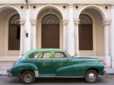 Classic Green American Car Parked Outside the National Ballet School, Havana, Cuba