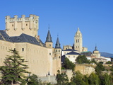 Segovia Castle and Gothic Style Segovia Cathedral Built in 1577, Segovia, Madrid, Spain, Europe