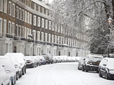 London Street in Snow, Notting Hill, London, England, United Kingdom, Europe