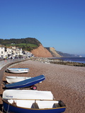 Boats on Sidmouth Beach, Devon, England, United Kingdom, Europe