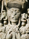 Close-Up of Mayan Statue, Stelae B Dating From 731 Ad Depicting Rabbit 18, Copan Ruins, Honduras
