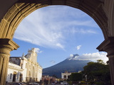 Cathedral and Volcan De Agua, 3765M, Antigua, Guatemala, Central America