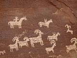 Bighorn Hunt Petroglyph Panel, Arches National Park, Utah, USA