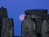 Buy Moon Behind Stonehenge, UNESCO World Heritage Site, Wiltshire, England, United Kingdom, Europe at AllPosters.com