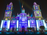Light Show at Cathedral Metropolitana, District Federal, Mexico City, Mexico, North America