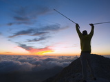 Hiker Enjoying the View From Pania Della Croce, 1858M, Apuan Alps, Tuscany, Italy, Europe