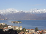 Snow Capped Mountains Above Stresa, Isola Bella and Isola Superiore, Piedmont, Italy