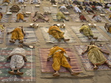 Students of a Sanskrit School Performing the Savasana Posture During Daily Yoga Lesson, India