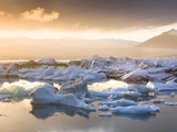 Buy Icebergs Floating on the Jokulsarlon Glacial Lagoon at Sunset, Iceland, Polar Regions at AllPosters.com