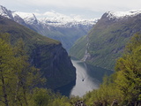 Tourist Cruise Ship on Geiranger Fjord, Western Fjords, Norway, Scandinavia, Europe