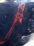 Lava Flowing Down Mountain From Eyjafjallajokull Volcano, Iceland, Polar Regions