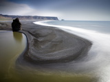View From Dyrholaey Towards the Volcanic Sand Beach and Rock Stacks at Reynisdrangar, Iceland