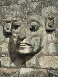 Carved Stone Face on the Steps of the East Court, Copan Archaeological Park, Honduras