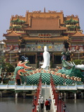 Buy Dragon Statue and Chi-Ming Tang Pagoda, Lotus Pond, Kaohsiung, Taiwan, Asia at AllPosters.com