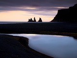 Twilight View Towards Rock Stacks at Reynisdrangar Off the Coast at Vik, South Iceland, Iceland
