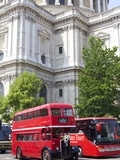 Traditional Bus Outside St. Pauls Cathedral, London, England, United Kingdom, Europe