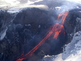 Lava Flowing Down Mountain From Eyjafjallajokull Volcano, Iceland, Polar Regions