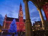 City Hall, Grand Place, UNESCO World Heritage Site, at Christmas Time, Brussels, Belgium, Europe