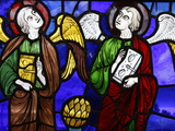 Angels in Stained Glass at the International Stained Glass Centre, Chartres, Eure-Et-Loir, France