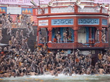 Sadhus at a Royal Bath (Sahi Snan) During Kumbh Mela in Haridwar, Uttar Pradesh, India, Asia