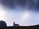 Hilltop Church Against Twilight Sky, Vik I Myrdal, Southern Area, Iceland, Polar Regions
