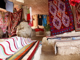 Display of Local Cloths and Carpets, Mides Oasis, Tunisia, North Africa, Africa