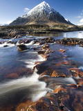 Winter View Over River Etive Towards Snow-Capped Buachaille Etive Mor, Rannoch Moor, Scotland