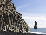 Basalt Cliffs and Rock Stack, Halsenifs Hellir Beach, Near Vik I Myrdal, South Iceland, Iceland