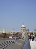 Millennium Bridge and St. Pauls Cathedral, London, England, United Kingdom, Europe
