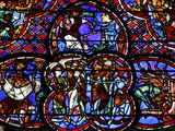 Stained Glass of the Last Judgment in Bourges Cathedral, Bourges, Cher, France, Europe