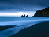 Twilight View Towards Rock Stacks at Reynisdrangar Off the Coast at Vik, South Iceland, Iceland
