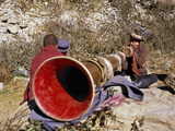 Buy Blowing Giant Horn at Ganden Monastery, Tibet, China, Asia at AllPosters.com