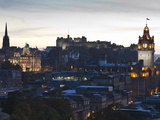 Cityscape at Dusk Looking Towards Edinburgh Castle, Edinburgh, Scotland, Uk