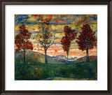 Vier Baeume, 1917 Gerahmter Giclée-Druck