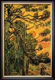 Buy Pine Trees Against a Red Sky with Setting Sun at AllPosters.com