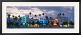 Buildings Lit Up at Dusk, Ocean Drive, Miami Beach, Florida, USA